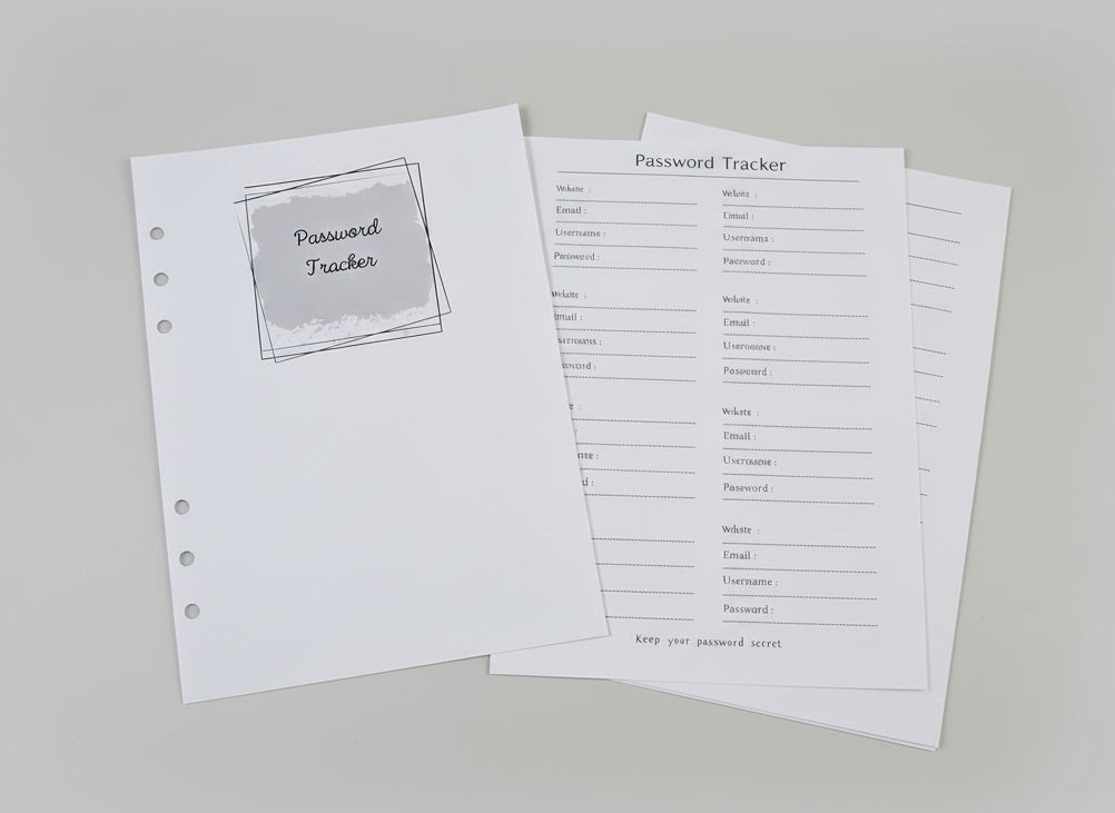Password Tracker Insert