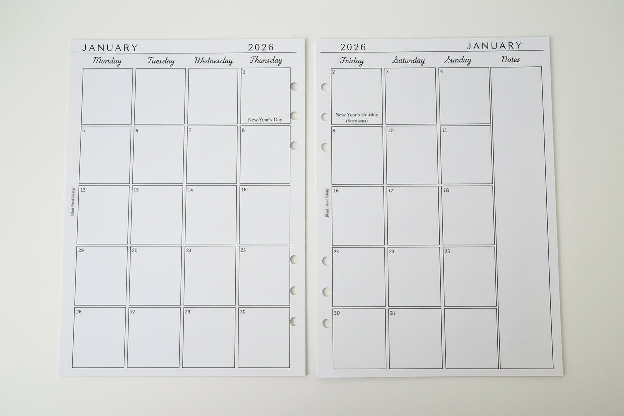 Monthly View 2026 Jan-Dec