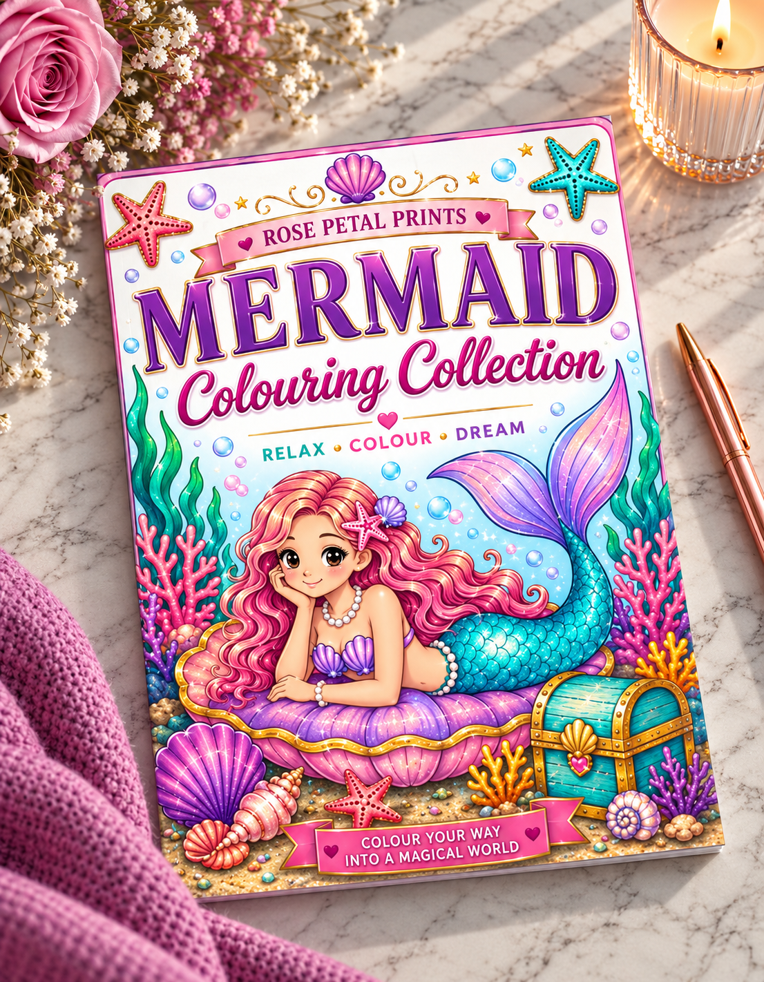 A5 Mermaid Colouring Inserts