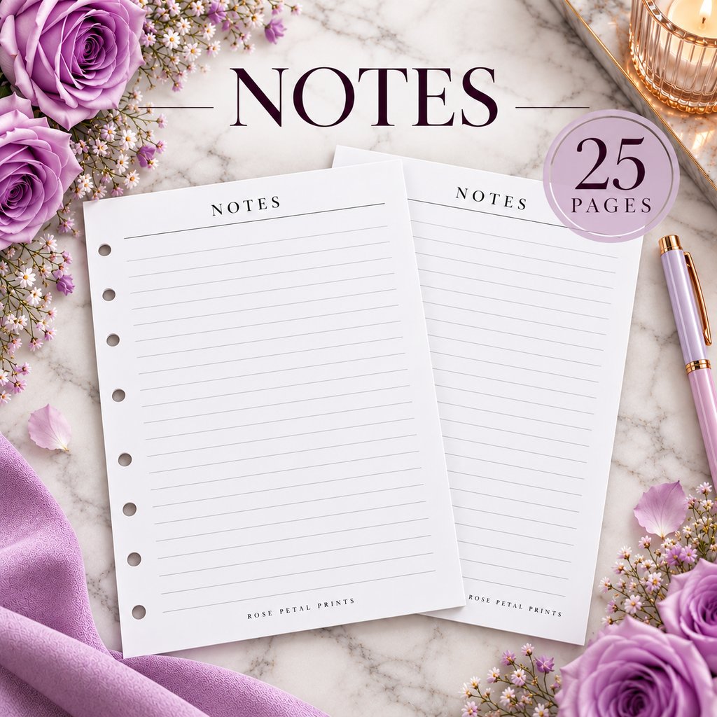 A5 Lined Notes Inserts