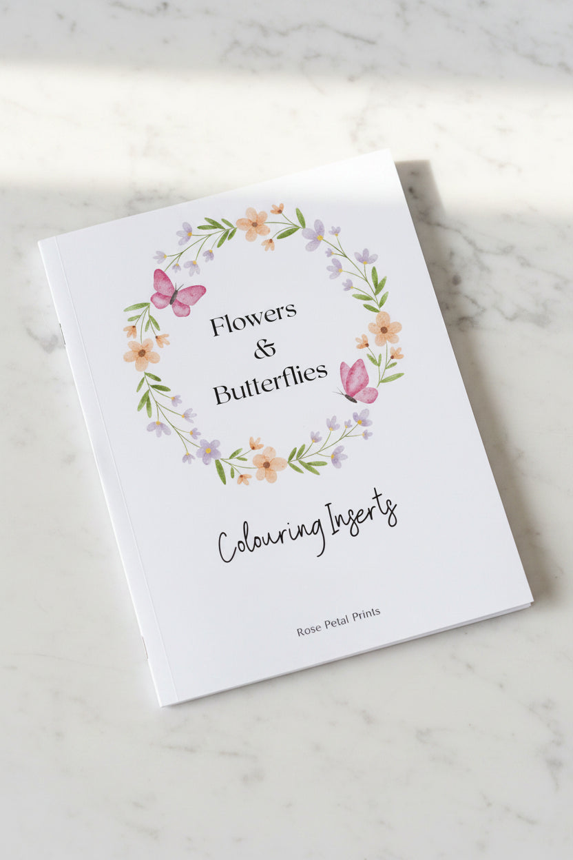 Flowers & Butterflies A5 Colouring Inserts