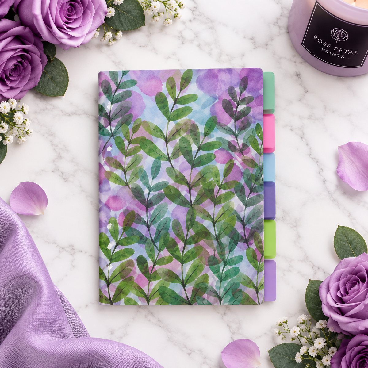 A5 Floral Side Tab Dividers- Set of 5