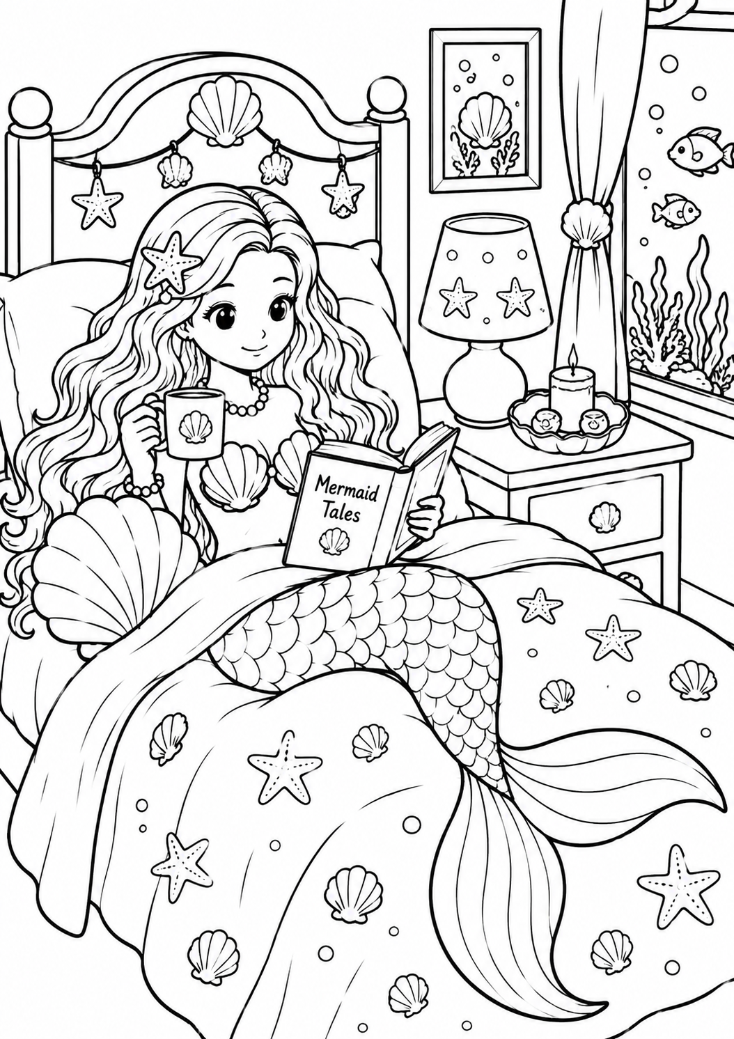 A5 Mermaid Colouring Inserts