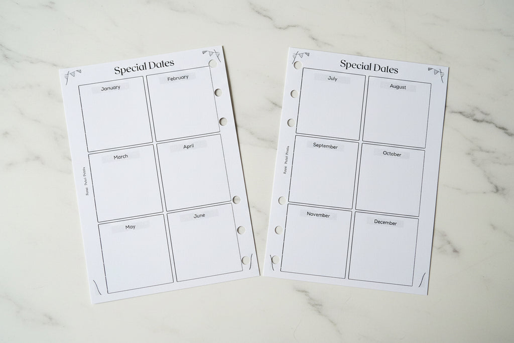 A6 Birthday & Special Dates Calendar