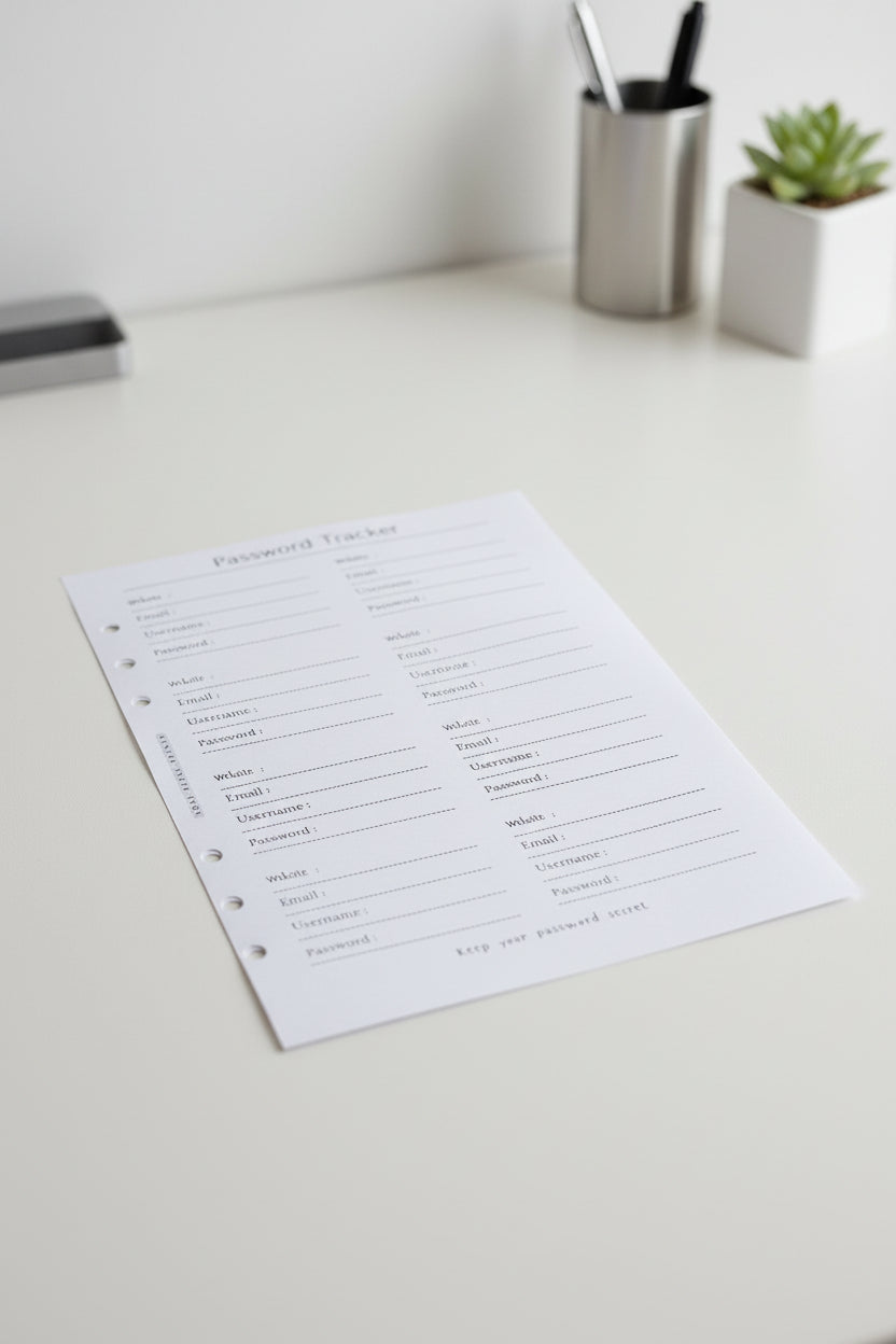 Password Tracker Insert