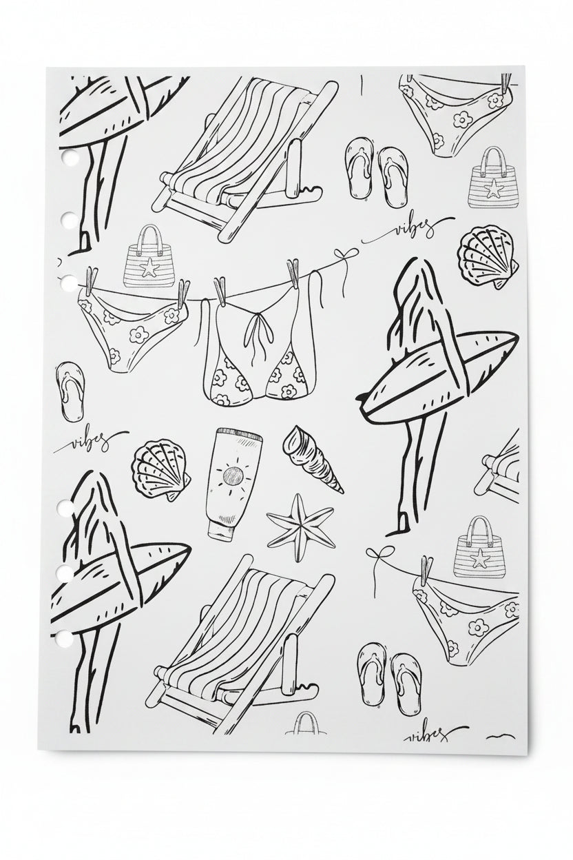 Summer Vibes Colouring A5 Inserts