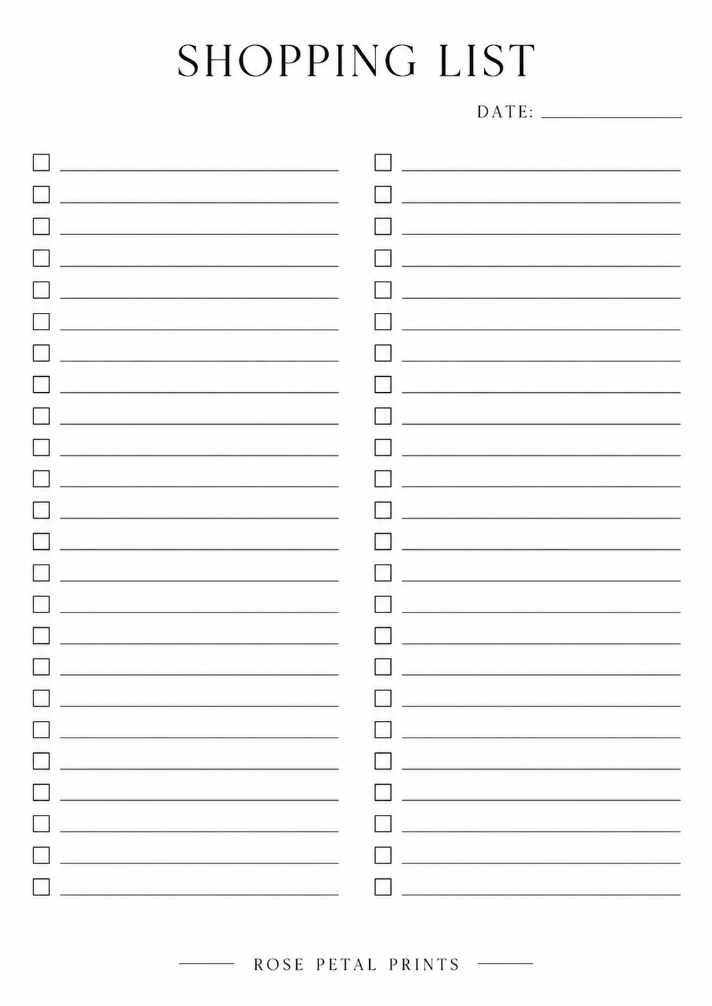 A5 Shopping List & Plan