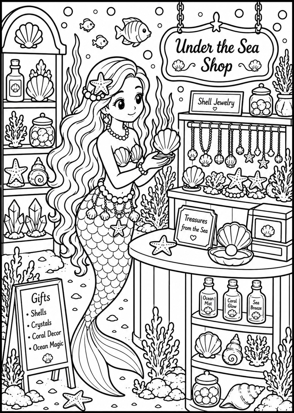 A5 Mermaid Colouring Inserts