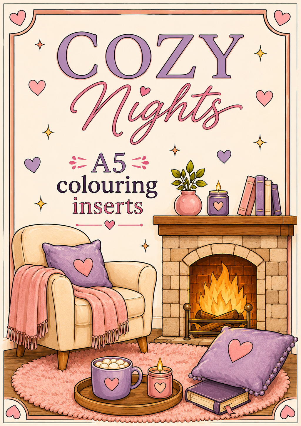A6 Cosy Nights Colouring Inserts