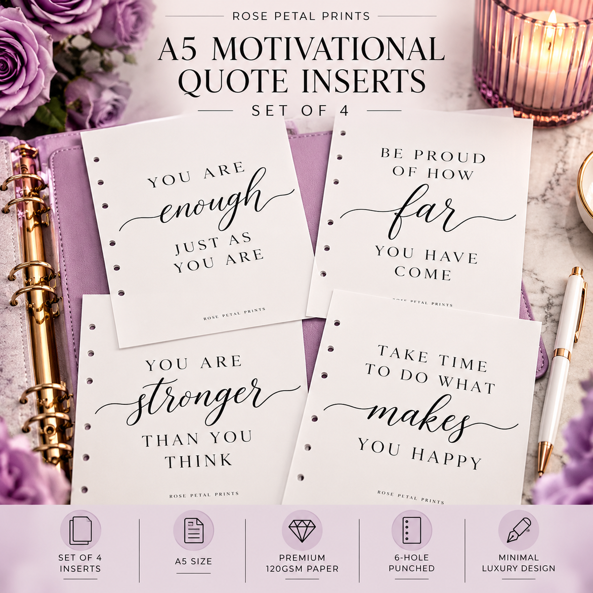 A5 Motivational Quote Inserts – Set of 4