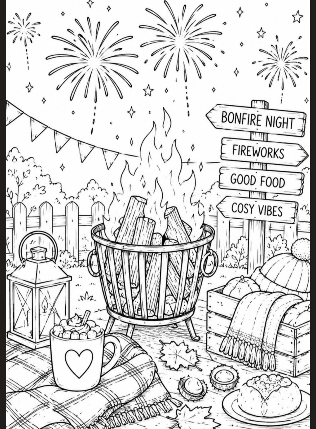 Firework & Bonfire night A5 colouring inserts
