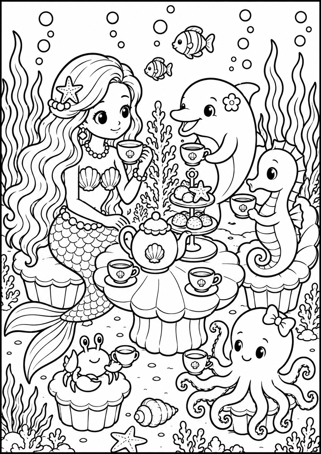 A5 Mermaid Colouring Inserts