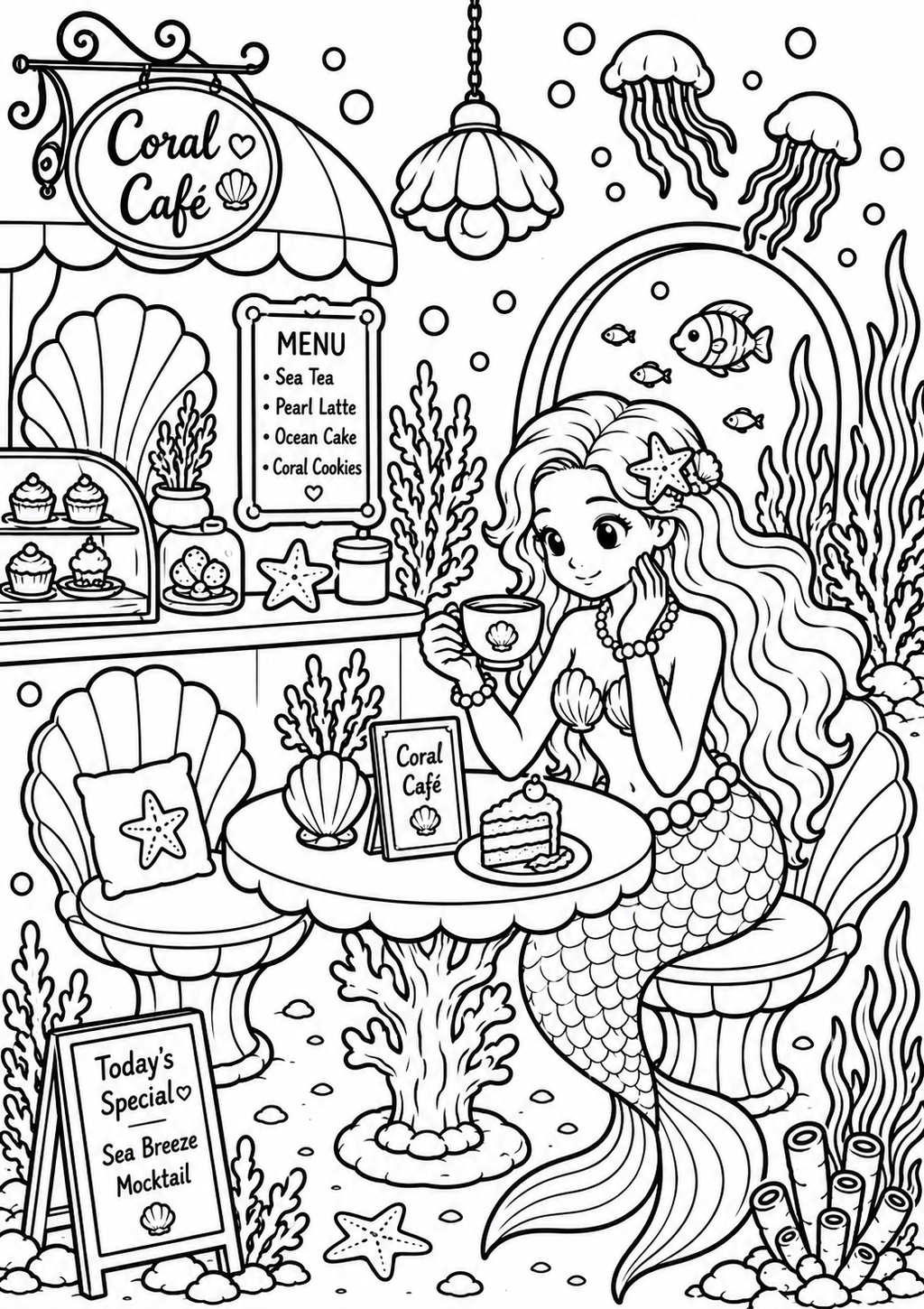 A5 Mermaid Colouring Inserts