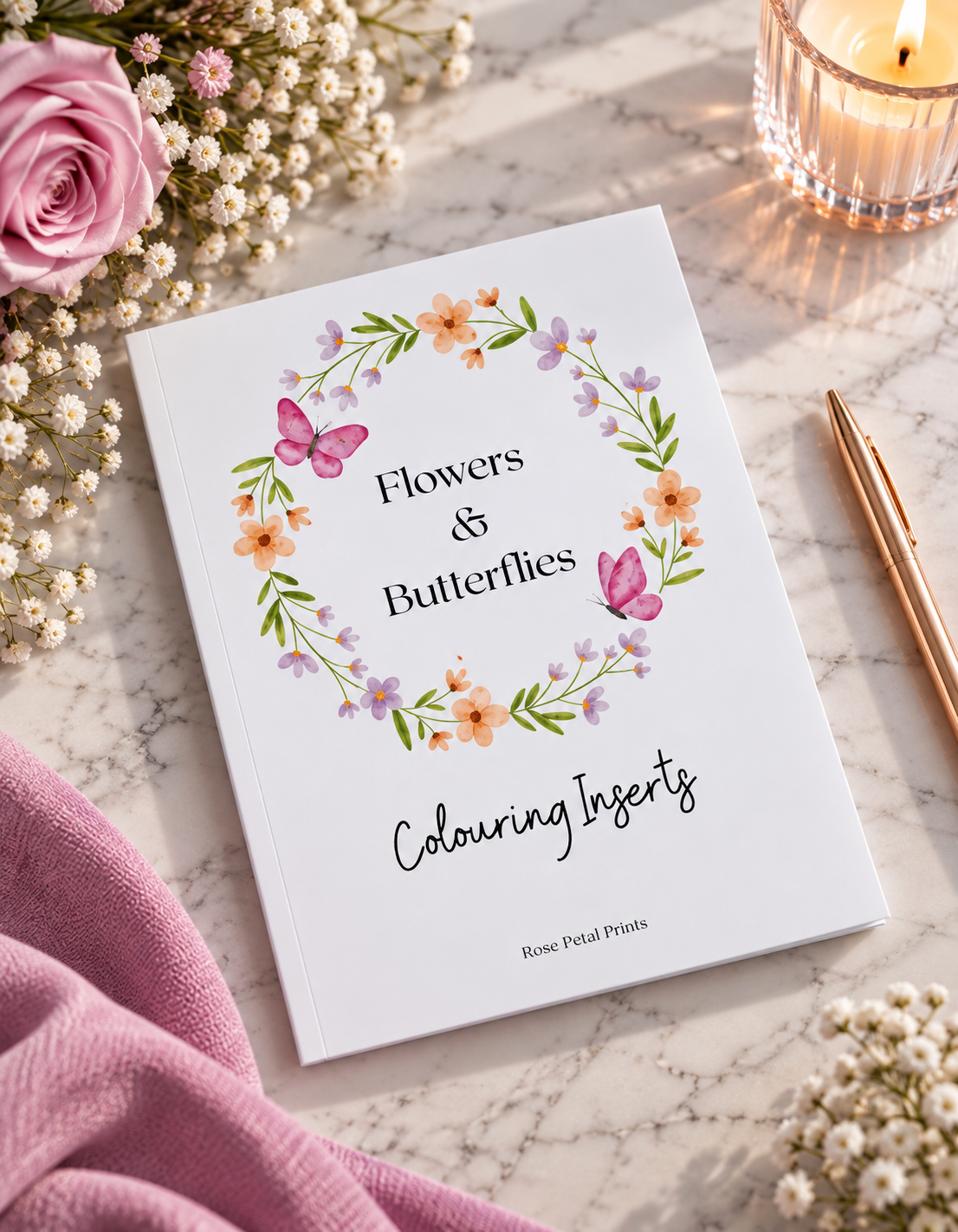 A5 Flowers & Butterflies Colouring Inserts