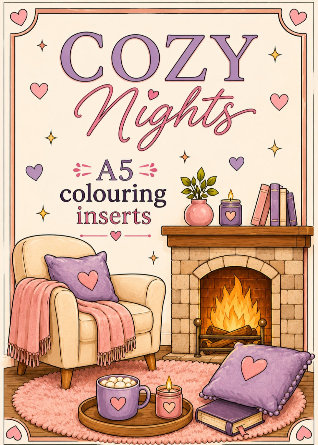 A5 & A6 Cosy Nights Colouring Inserts