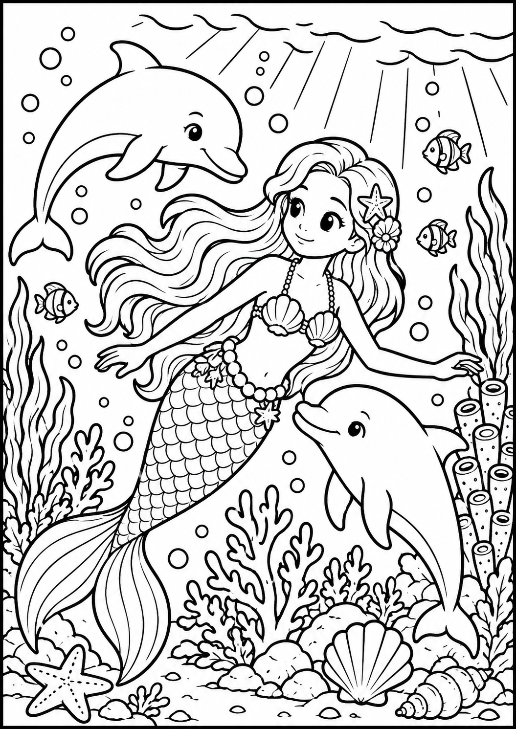A5 Mermaid Colouring Inserts
