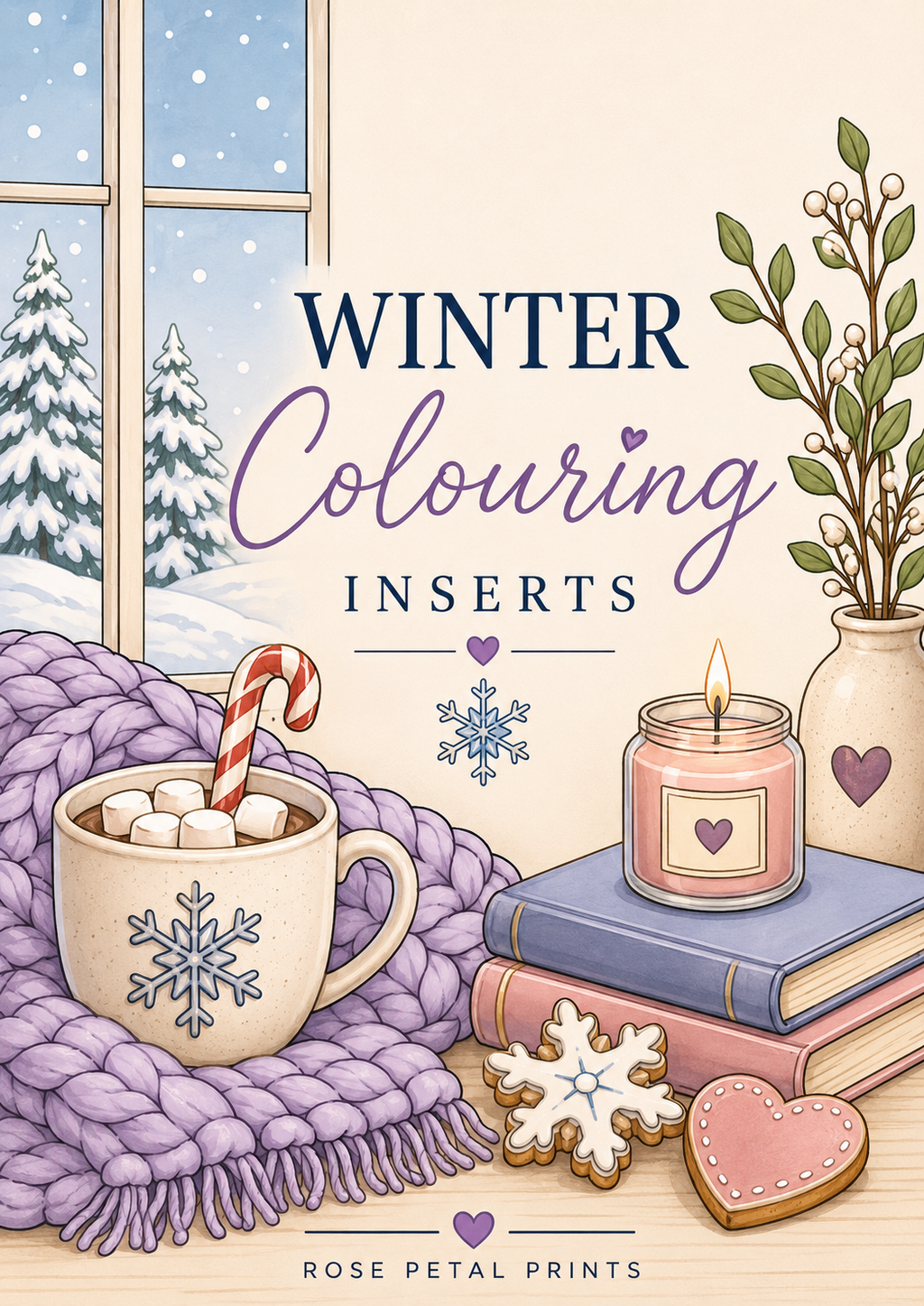 A6 Winter Colouring Inserts
