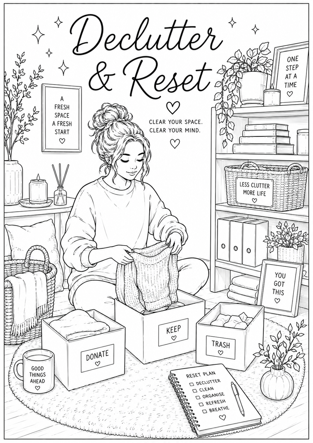 A5 Self Care Colouring Inserts