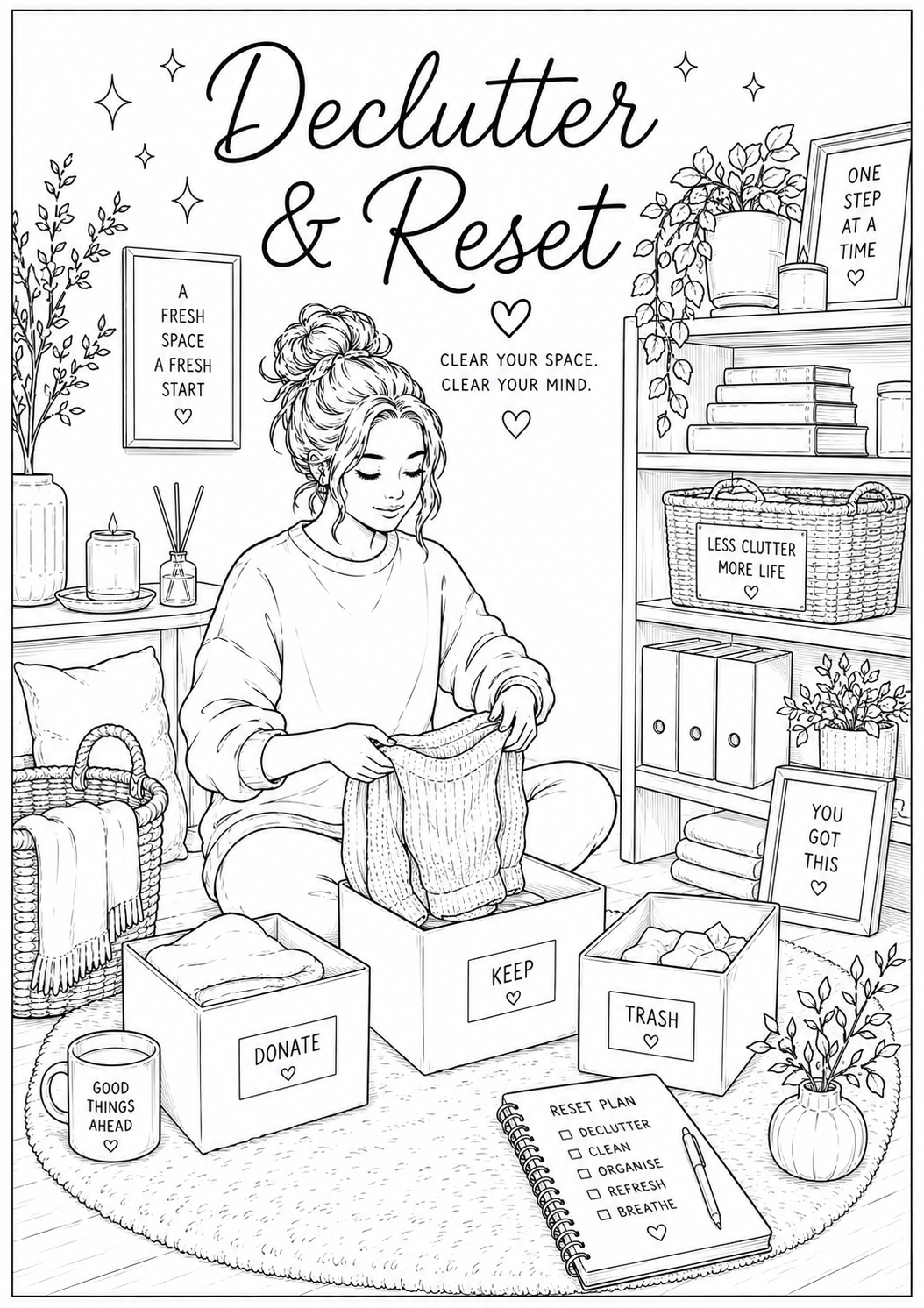 A5 Self Care Colouring Inserts