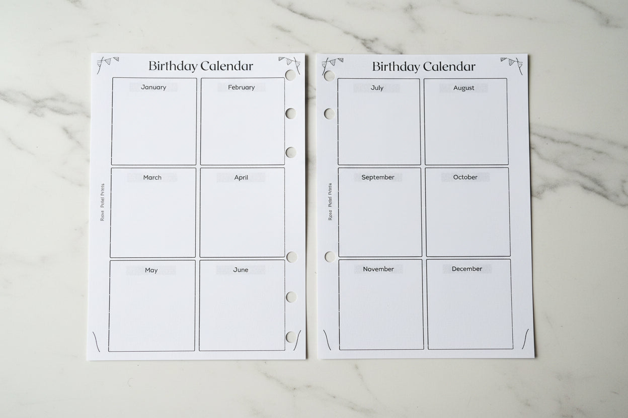 A6 Birthday & Special Dates Calendar