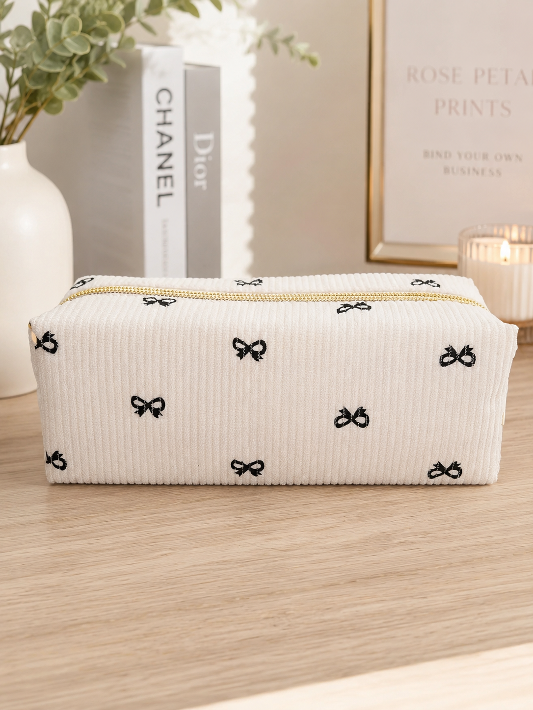 Bow Pencil case (cream)