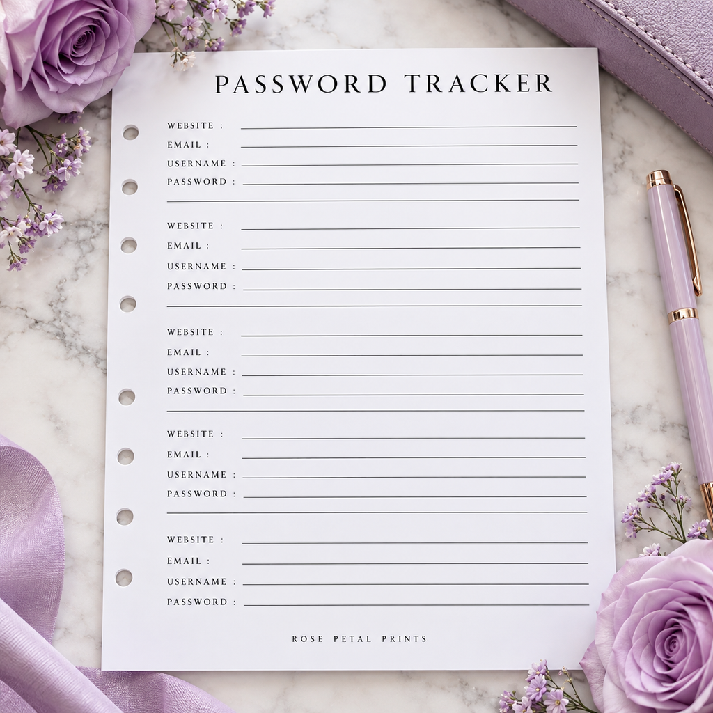 A5 Password Tracker