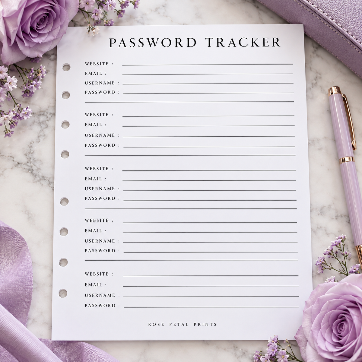 A5 Password Tracker