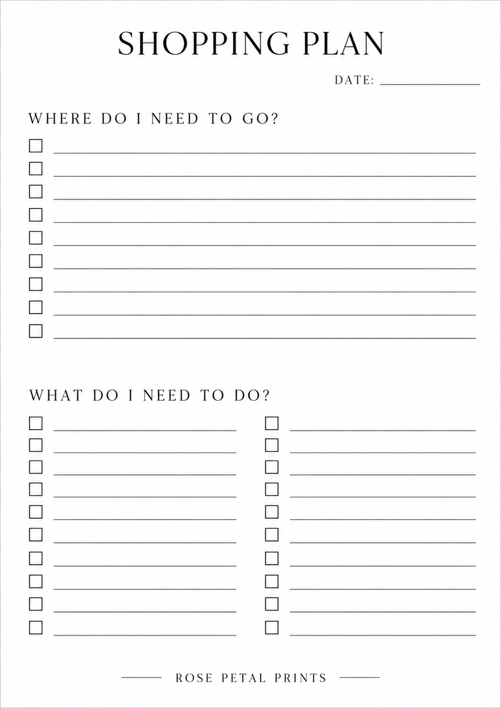 A5 Shopping List & Plan