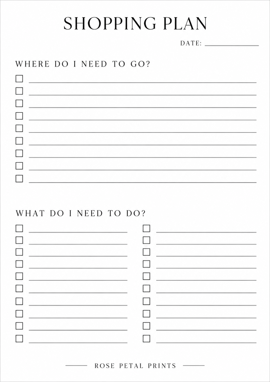 A5 Shopping List & Plan