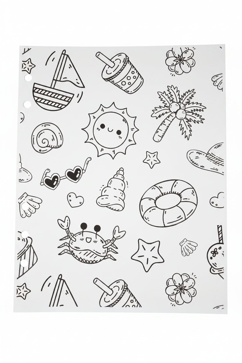 Summer Vibes Colouring A5 Inserts