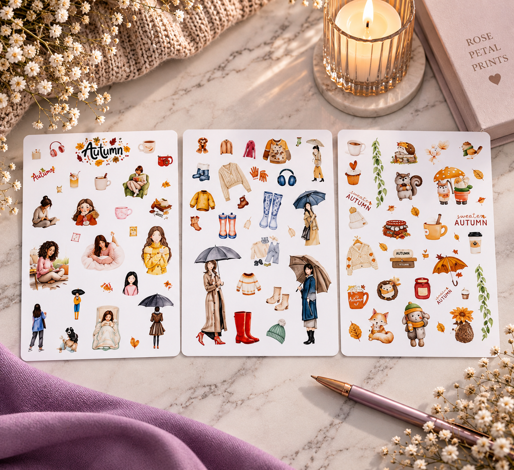 Autumn Stickers - Set of 3 Handmade