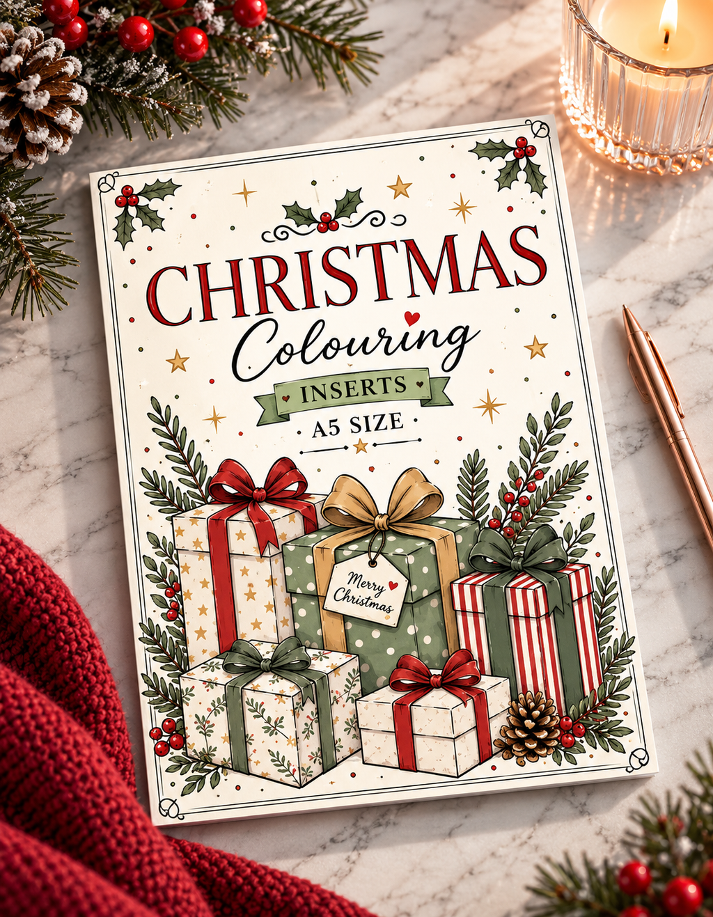 A5 Christmas Colouring Inserts  Number 2
