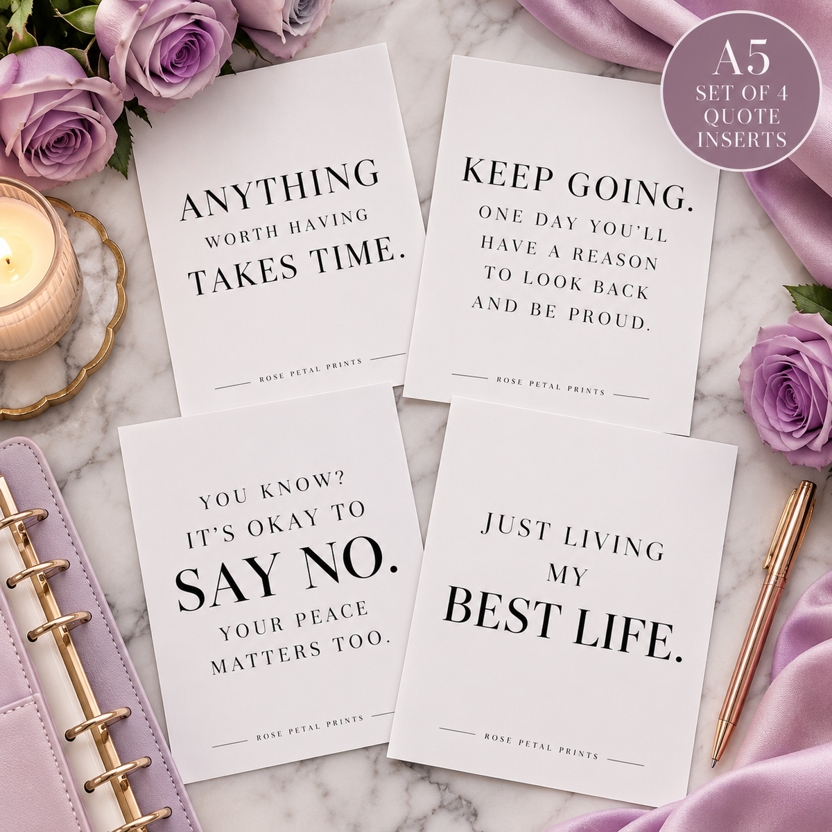 A5 Daily Reminder Quote Inserts – Set of 4