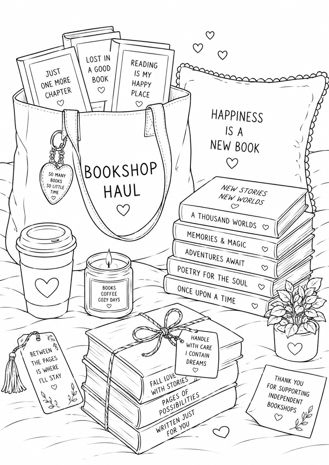 A5 Book Lovers Colouring Inserts
