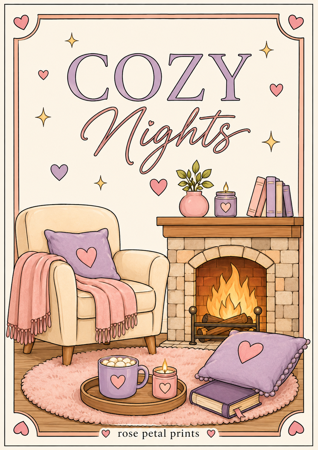 A6 Cosy Nights Colouring Inserts