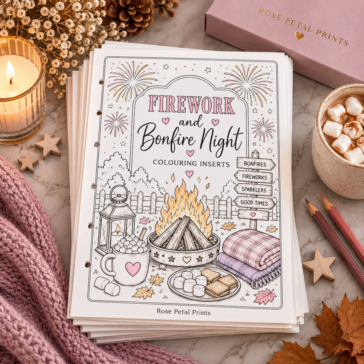 Firework & Bonfire night A5 & A6  Colouring Inserts - Limited Stock
