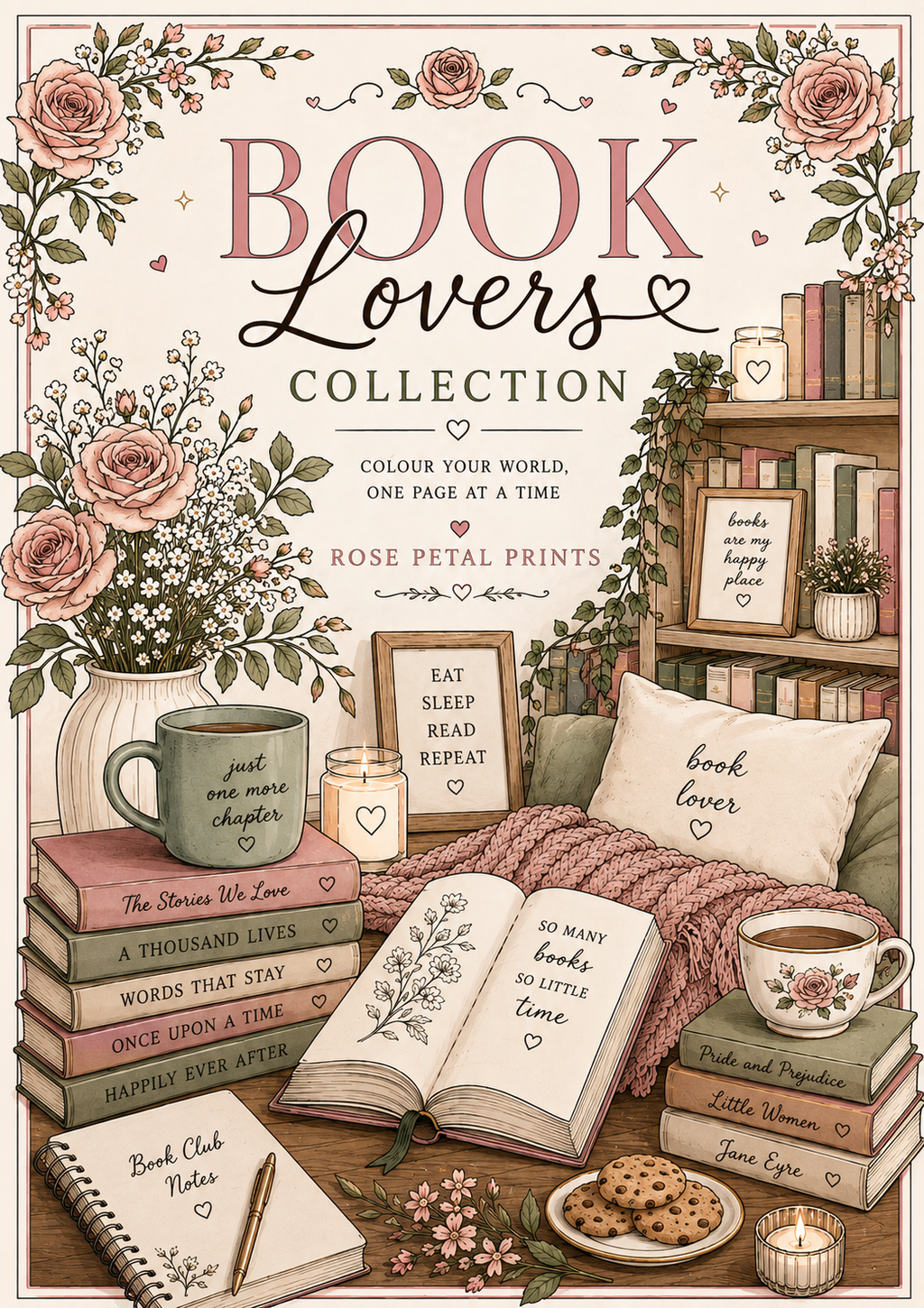 A5 Book Lovers Colouring Inserts