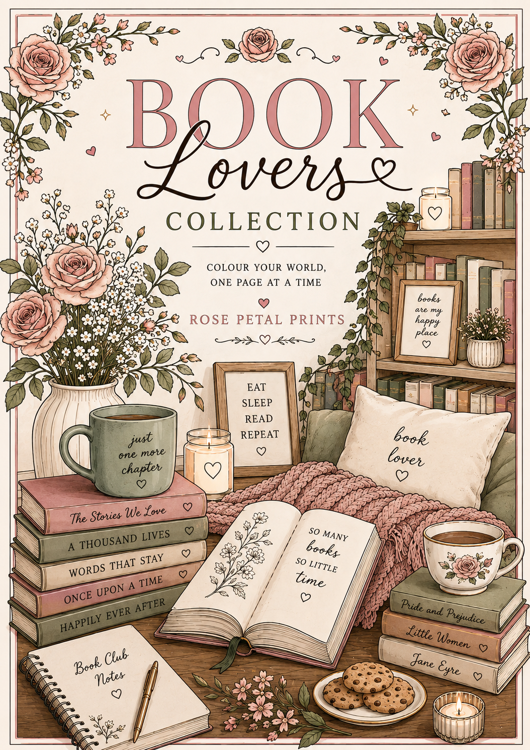 A5 Book Lovers Colouring Inserts