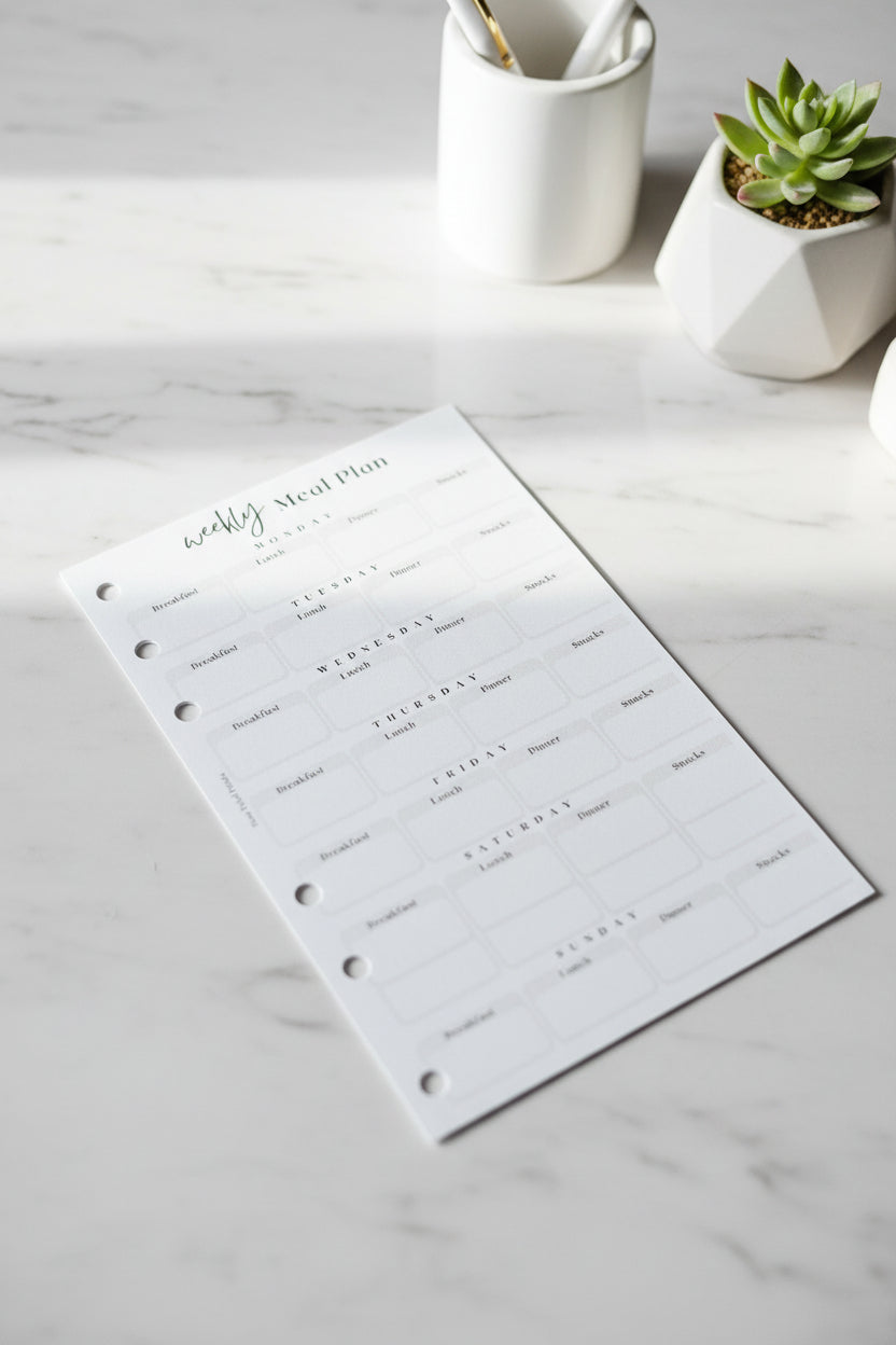 A6 Weekly Meal Planner