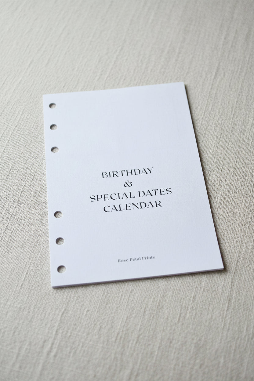 A6 Birthday & Special Dates Calendar