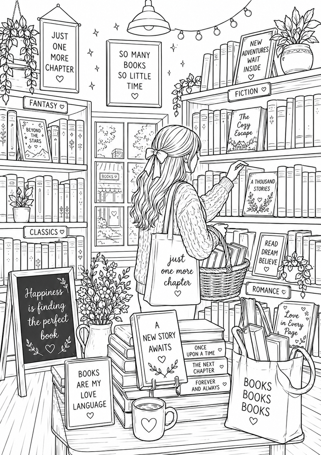 A5 Book Lovers Colouring Inserts