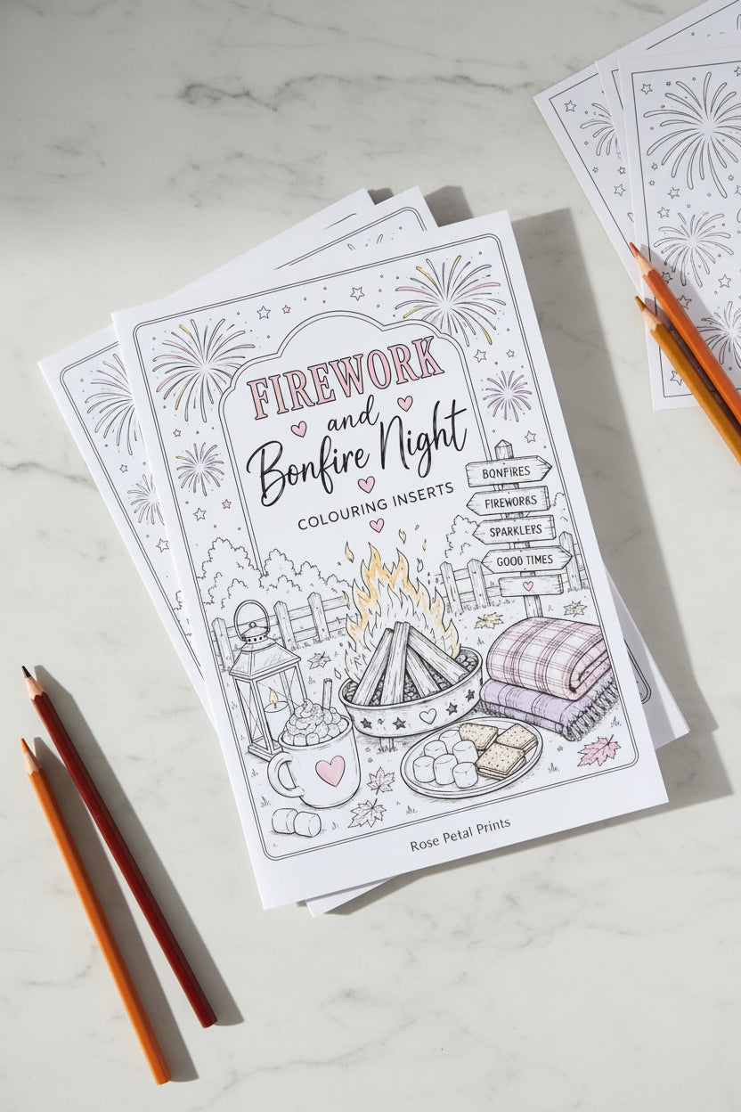 Firework & Bonfire night A5 colouring inserts