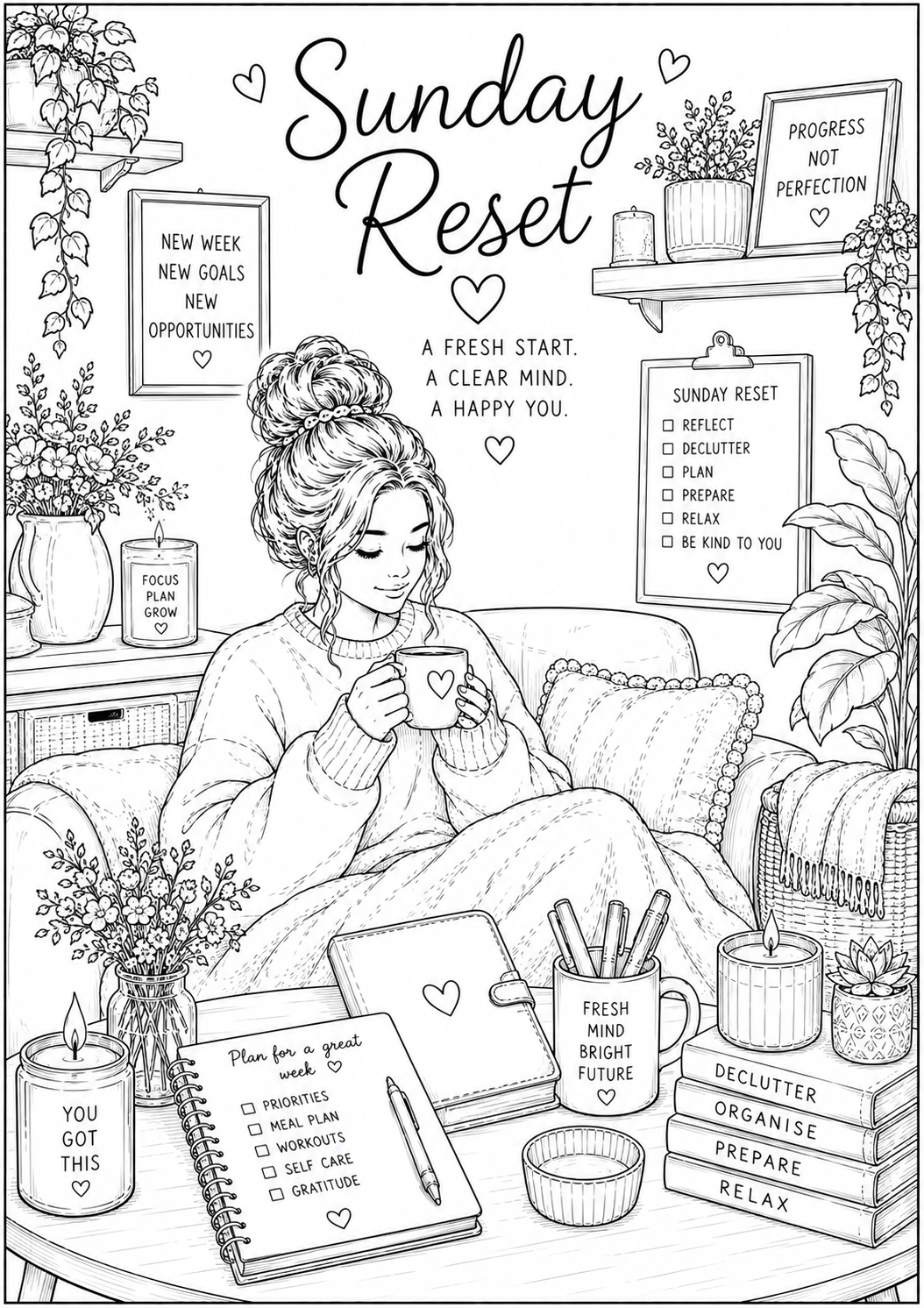 A5 Self Care Colouring Inserts