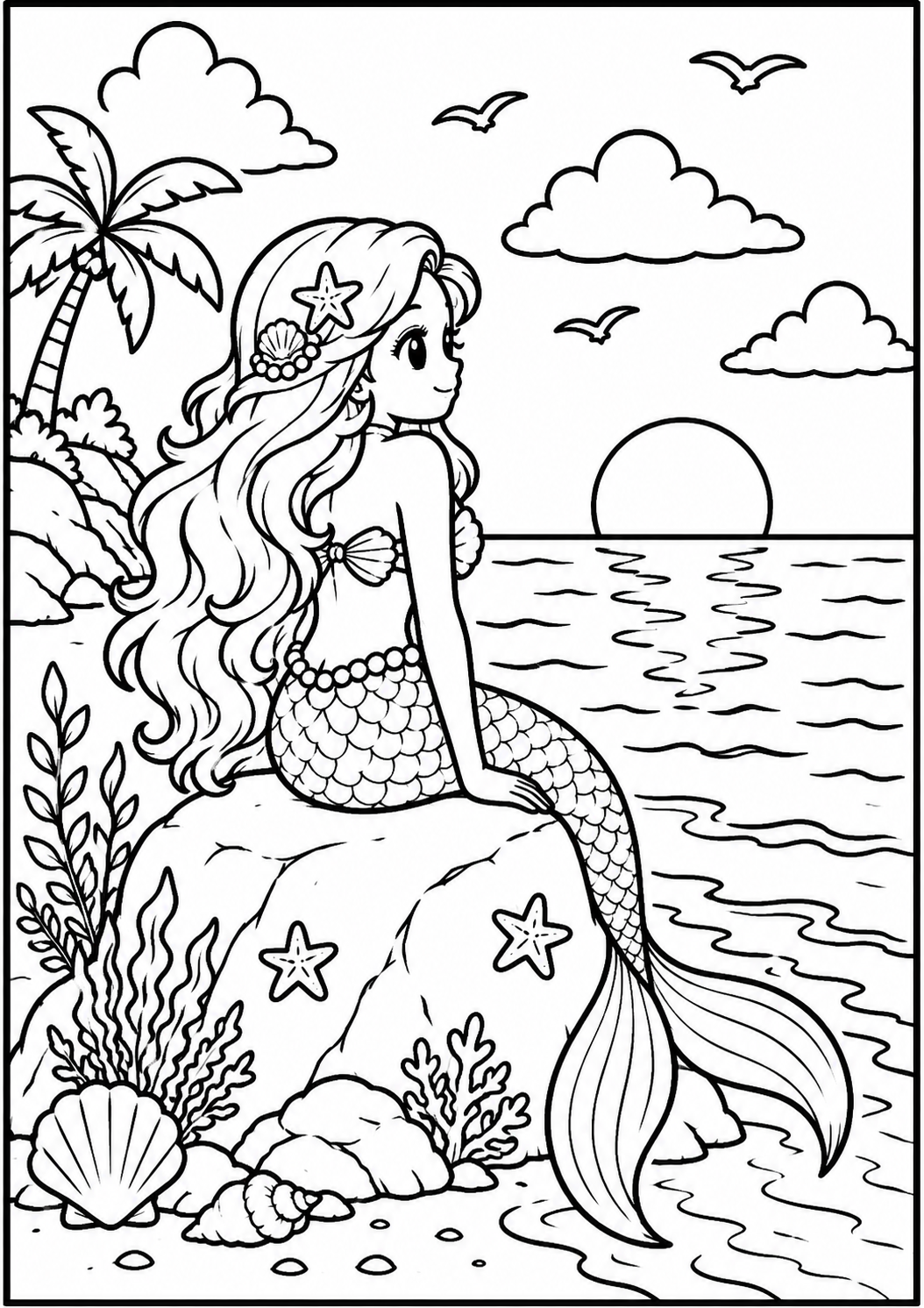A5 Mermaid Colouring Inserts