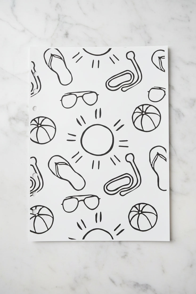Summer Vibes Colouring A5 Inserts