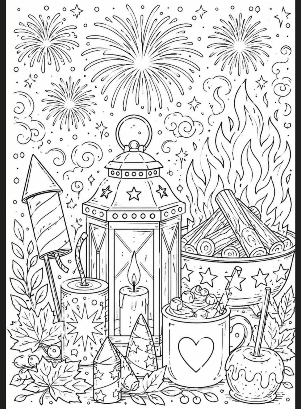 Firework & Bonfire night A5 colouring inserts