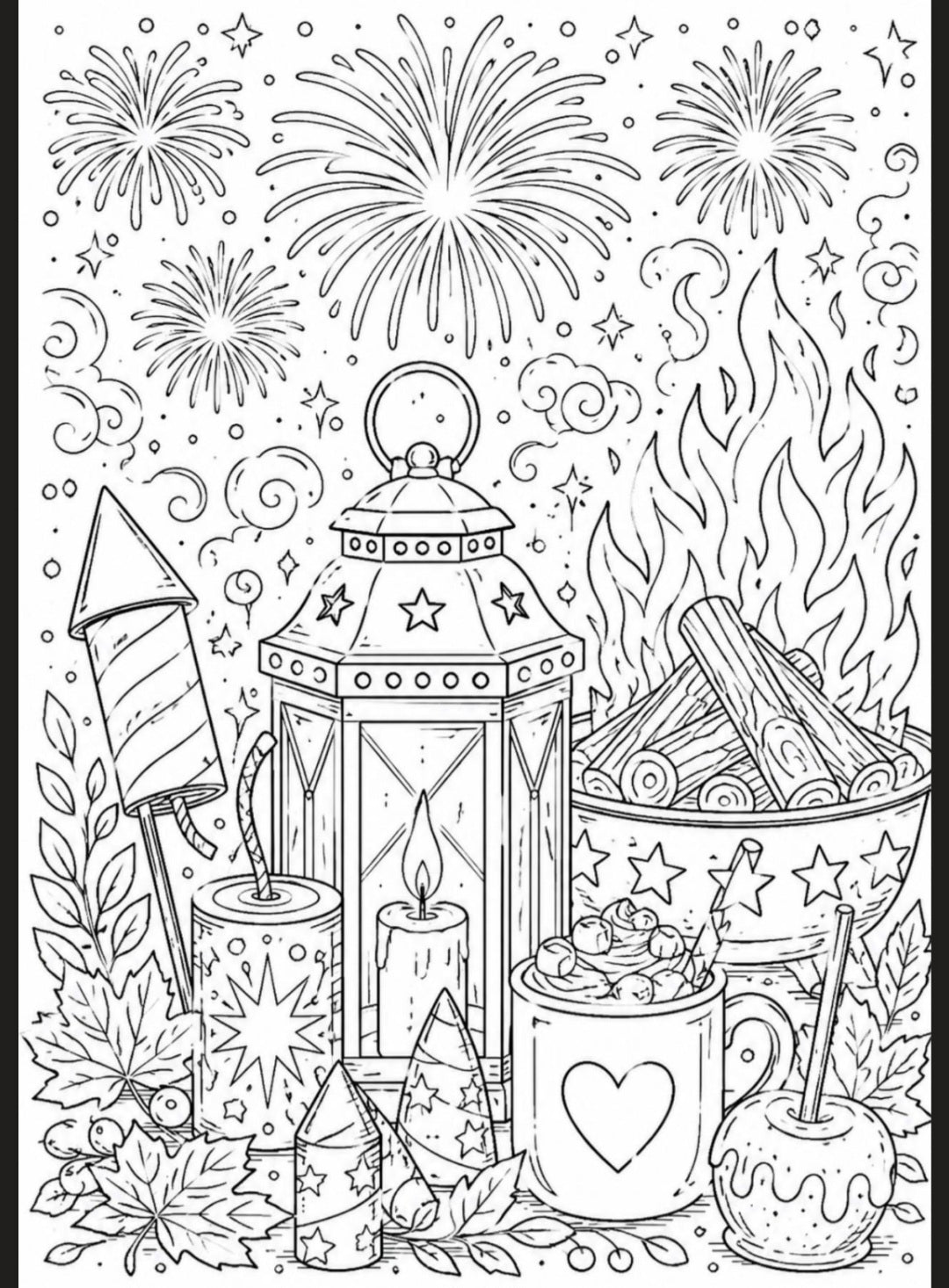 Firework & Bonfire night A5 colouring inserts