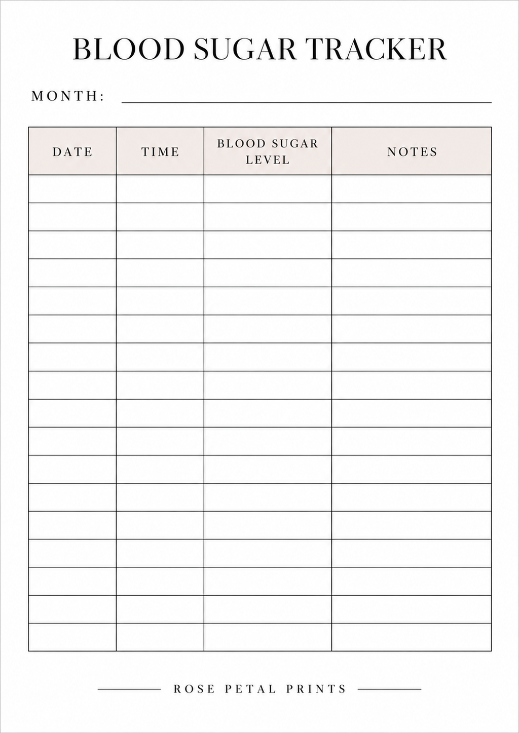A5 Blood Sugar Tracker Inserts