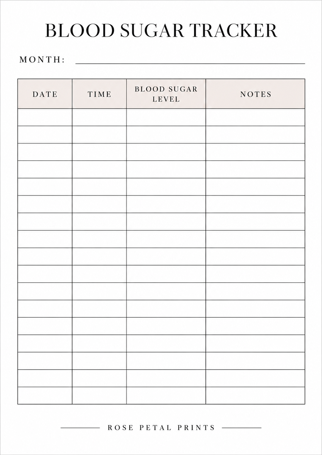 A5 Blood Sugar Tracker Inserts