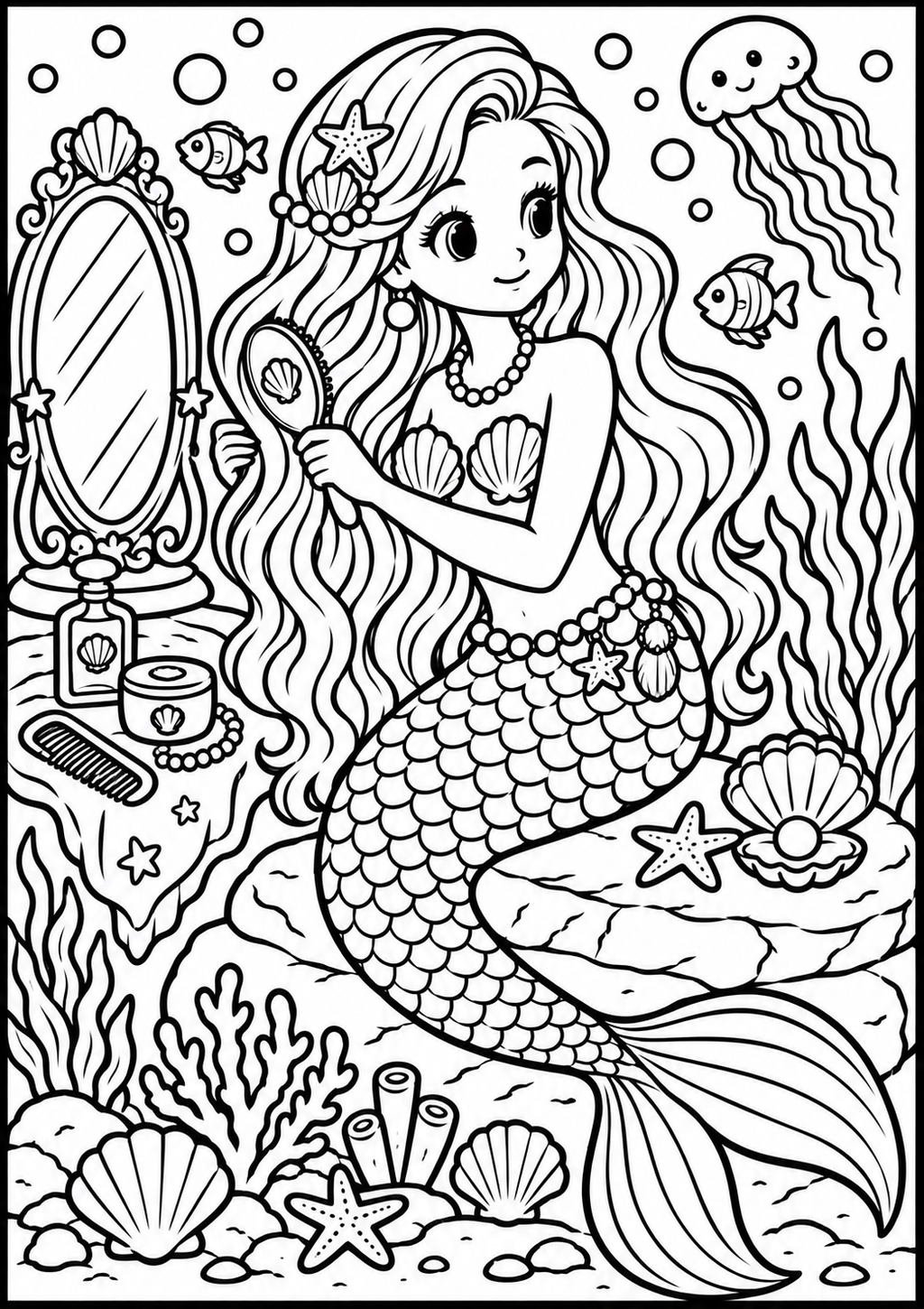 A5 Mermaid Colouring Inserts